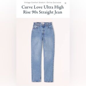Abercrombie & Fitch Curve Love ‘The ‘90s Straight’ ultra high rise size 32/14R